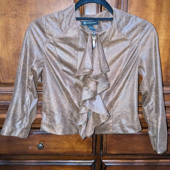 XS brown blazer with ruffles - Picture 1 of 5